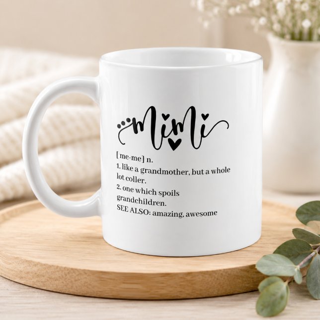 Mimi Definition Grandma Script Heart Minimal Funny Coffee Mug (mimi grandma grandmother holiday gift presents  grandparents day mothers day christmas birthday)