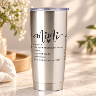 Mimi Definition Grandma Script Heart Minimal Funny Insulated Tumbler