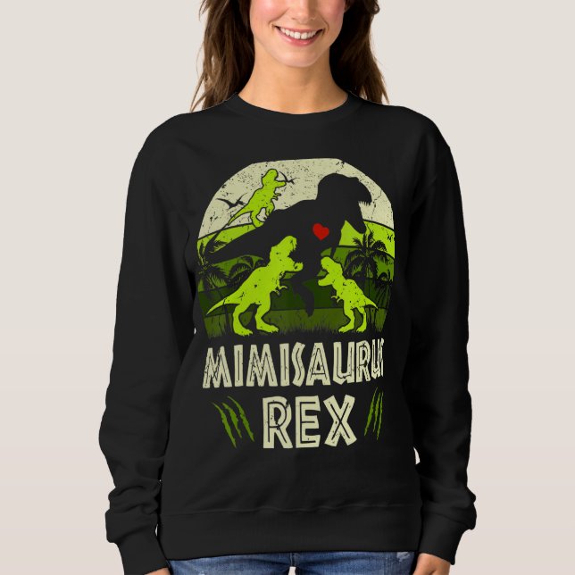 Mimi Dinosaur T Rex Mimisaurus 3 Kids Matching Fam Sweatshirt (Front)
