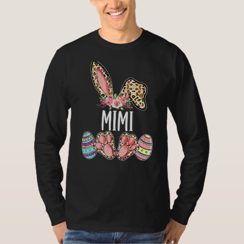 Mimi Easter Leopard Bunny Egg Cute Family Easter P T_Shirt