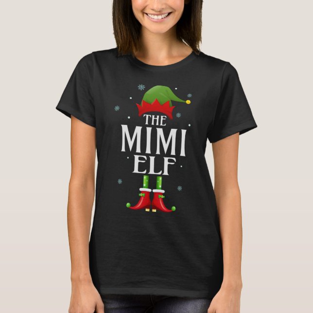 Mimi Elf Xmas Matching Family Christmas Party Paja T-Shirt (Front)
