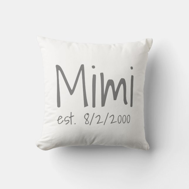 Mimi established date throw pillow (Front)