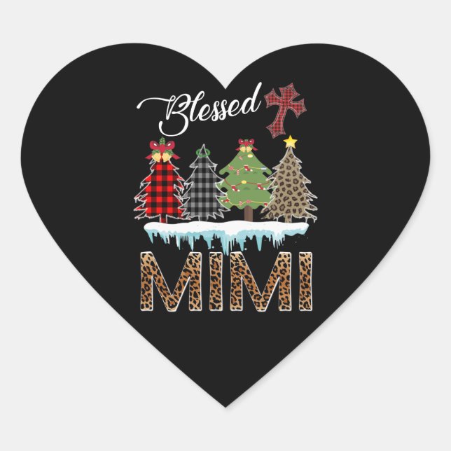 Mimi Gift | Blessed Mimi Christmas Tree Mimi Lover Heart Sticker (Front)