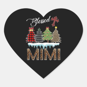 Mimi Gift Blessed Mimi Christmas Tree Mimi Lover Heart Sticker