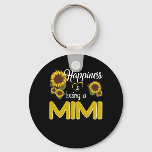 Mimi Gift  Happiness Is Being A MiMi Sunflower Keychain