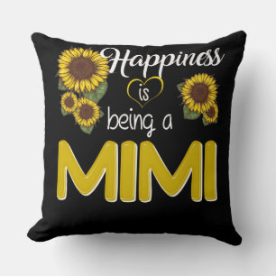 Mimi Gift Happiness Is Being A MiMi Sunflower Throw Pillow