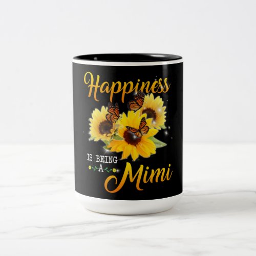 Mimi Gift  Happiness Is Being A Mimi Sunflower Two_Tone Coffee Mug