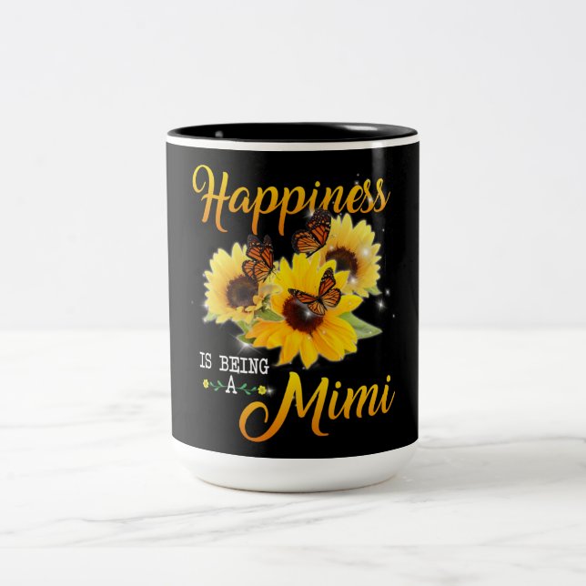 Mimi Gift | Happiness Is Being A Mimi Sunflower Two-Tone Coffee Mug (Center)