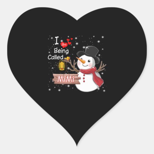 Mimi Gift  I Love Being Called Mimi Snowman Heart Sticker