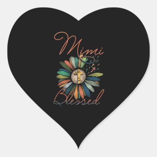 Mimi Gift  Mimi Blessed Flower Colorful Heart Sticker