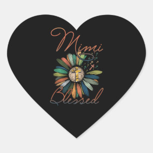 Mimi Gift Mimi Blessed Flower Colorful Heart Sticker