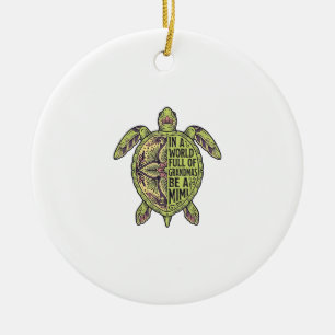 Mimi Grandma Sea Turtle Vintage Floral Shirt Desig Ceramic Ornament
