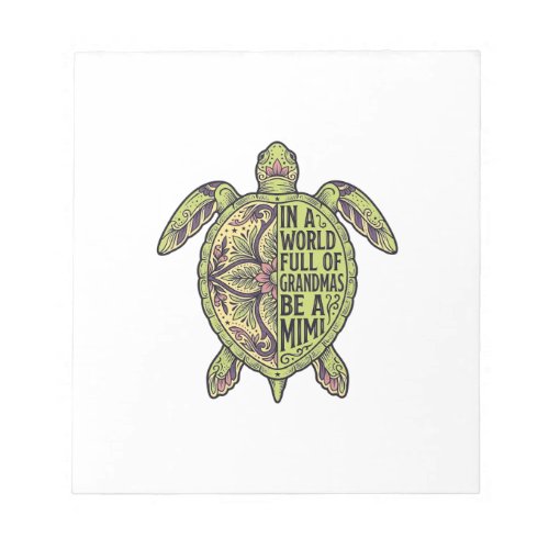 Mimi Grandma Sea Turtle Vintage Floral Shirt Desig Notepad