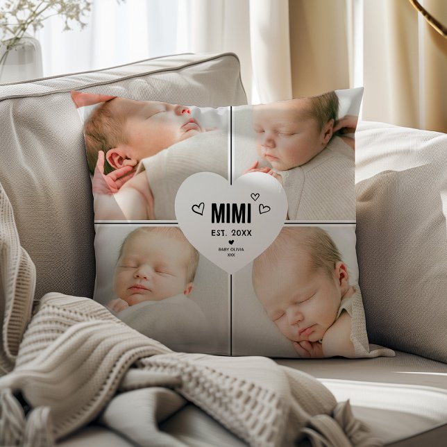 Mimi Heart 4 Photo Collage Throw Pillow (Creator Uploaded)