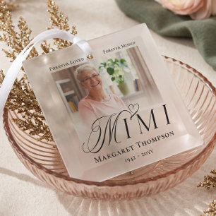 Mimi In Loving Memory Memorial Photo Keepsake Glass Ornament