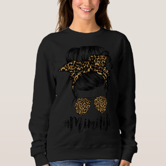 Mimi Life Hair Bandana Glasses Leopard Print Mothe Sweatshirt