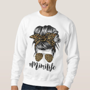 Mimi Life Hair Bandana Glasses Leopard Print Mothe Sweatshirt