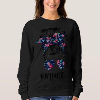 Mimi Life Messy Hair Bun Flower Women Mother's Day Sweatshirt