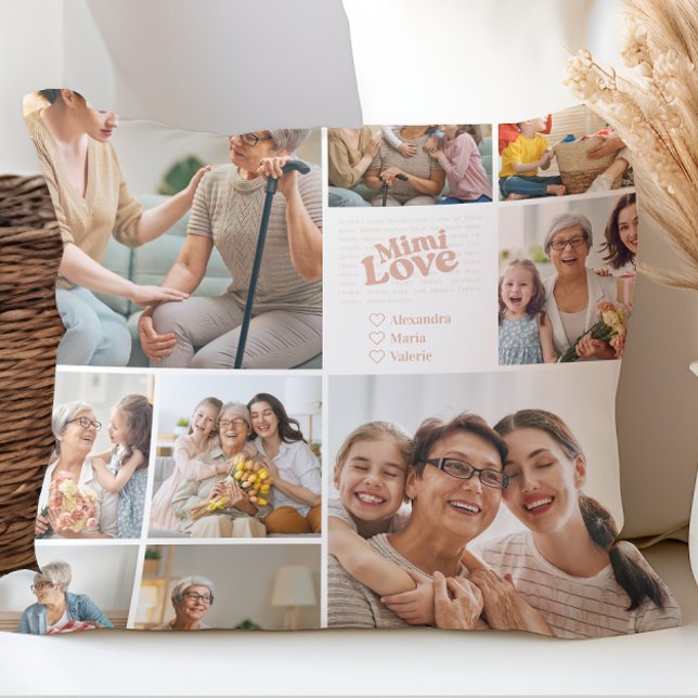 Mimi Love Poetic Photo Collage Throw Pillow (Creator Uploaded)