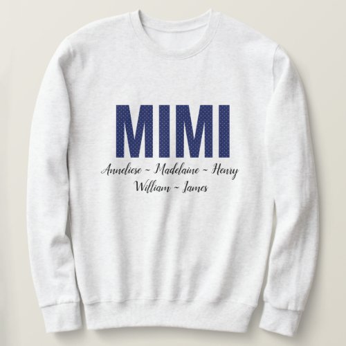 Mimi Navy Mini Dots with Child Names Unisex Sweatshirt