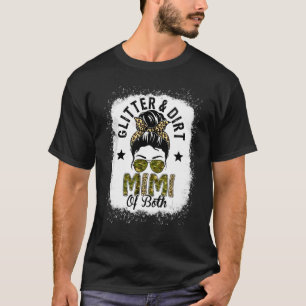 Mimi Of Both Messy Bun Leopard Camo Bleached Mothe T-Shirt