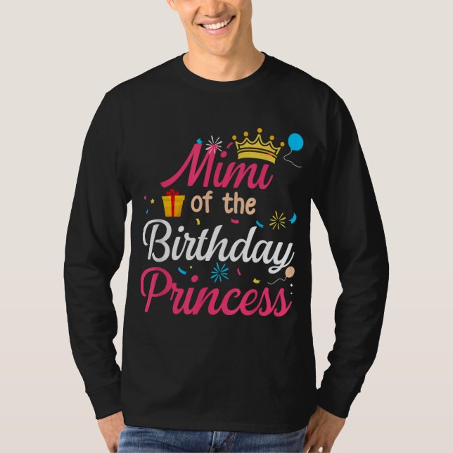 Mimi Of The Birthday Princess Cute Mom Mama T-Shirt (Front)