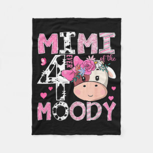 Mimi of The Four Ever Moody 4th Birthday Girl Cow Fleece Blanket