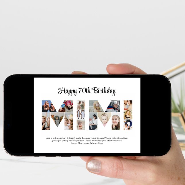 Mimi Photo Collage Letter Cutout Grandma Birthday Card (Front Digital)