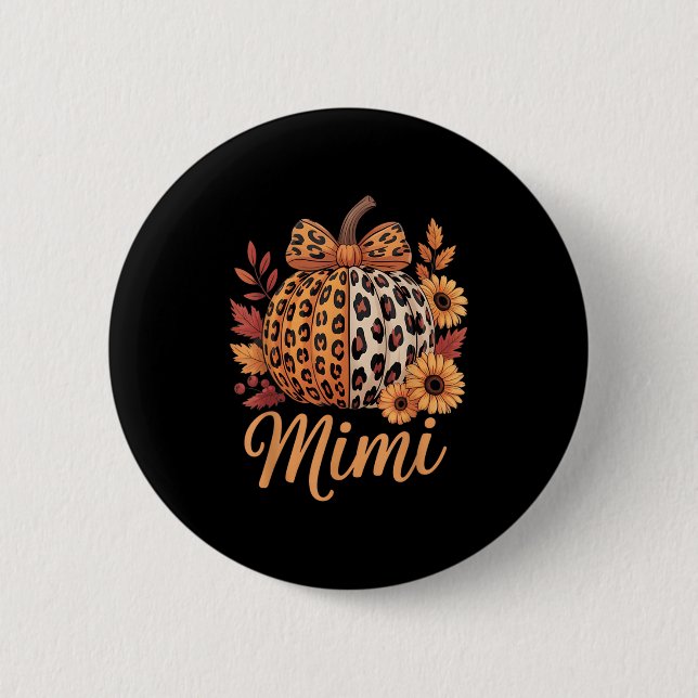 Mimi Thanksgiving Leopard Pumpkin Sunflower Coquet Button (Front)