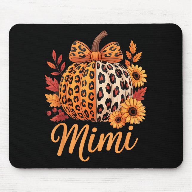 Mimi Thanksgiving Leopard Pumpkin Sunflower Coquet Mouse Pad (Front)