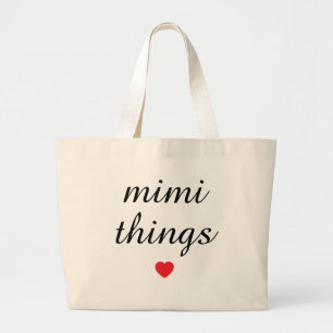 Mimi things grandma gift personalized large tote bag