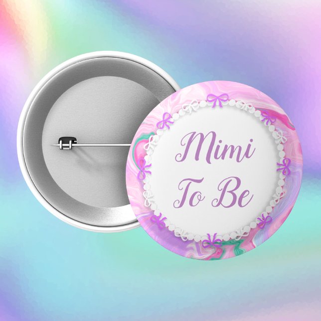 Mimi To Be Baby Shower Pink & Purple    Button (Creator Uploaded)