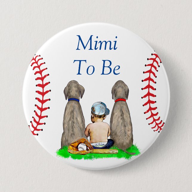 Mimi to Be | Baseball Themed Boy's Baby Shower Button (Front)