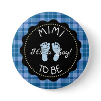 MIMI to be  Blue Plaid Baby Shower button