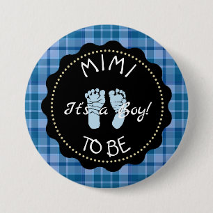 MIMI to be Blue Plaid Baby Shower button