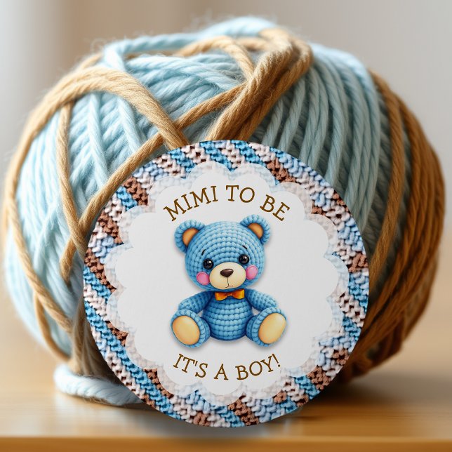 Mimi To Be | Crochet Teddy Bear Baby Shower  Button (Creator Uploaded)