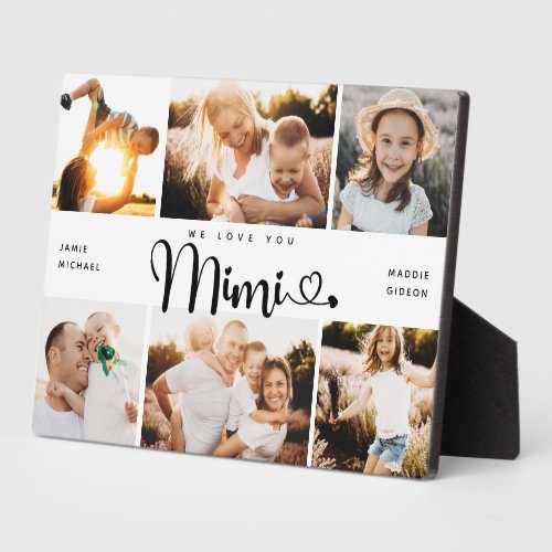 MIMI We Love you Hearts Modern 6 Photo Collage Pla Plaque