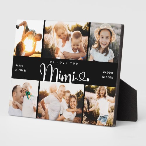 MIMI We Love you Hearts Modern 6 Photo Collage Plaque