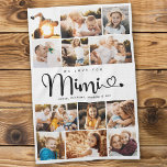 Mimi We Love you Hearts Modern Photo Collage Kitchen Towel<br><div class="desc">We love you Mimi! Cute, modern custom family photo collage kitchen towel to show grandma how much she's loved. We love this hand lettered script design with heart flourishes, making this a heartfelt keepsake gift for a beloved grandparent. Personalize with 12 favorite pictures and your personal message and names. Available...</div>