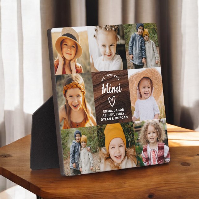 Mimi We Love You Hearts Wood Photo Collage Plaque (Creator Uploaded)