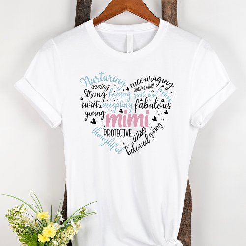 Mimi Word Cloud Pink Heart Grandma T_Shirt