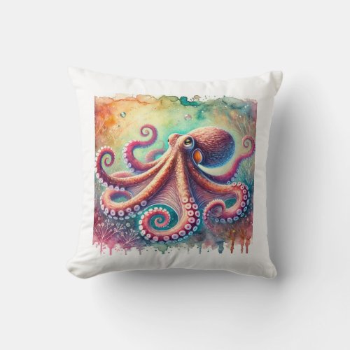 Mimic Octopus 070724AREF114 _ Watercolor Throw Pillow