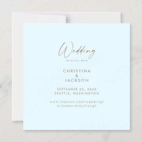 Mimimalist Icy Blue Modern Wedding Save the Date Magnetic Invitation