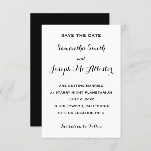 Miminal Black and White Save the Date Invitation