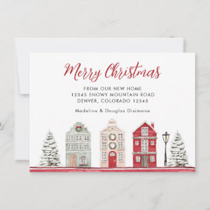 Miminalist Merry Christmas From Our New Home Red Announcement