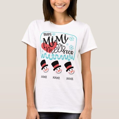 Mimis 3 Snowman Grandkids T_Shirt