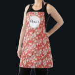 Mimi's Custom Monogram Flower Pattern Red Apron<br><div class="desc">Customize our monogram red flower pattern mug.</div>