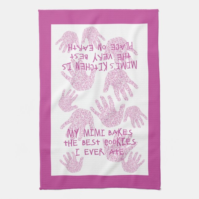 Mimi's kitchen Orchid Purple Grandmother gift Towel (Vertical)