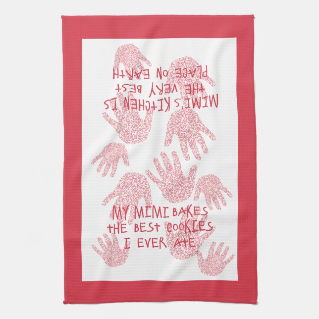 Mimi's kitchen Red  Grandmother gift Kitchen Towel (Vertical)