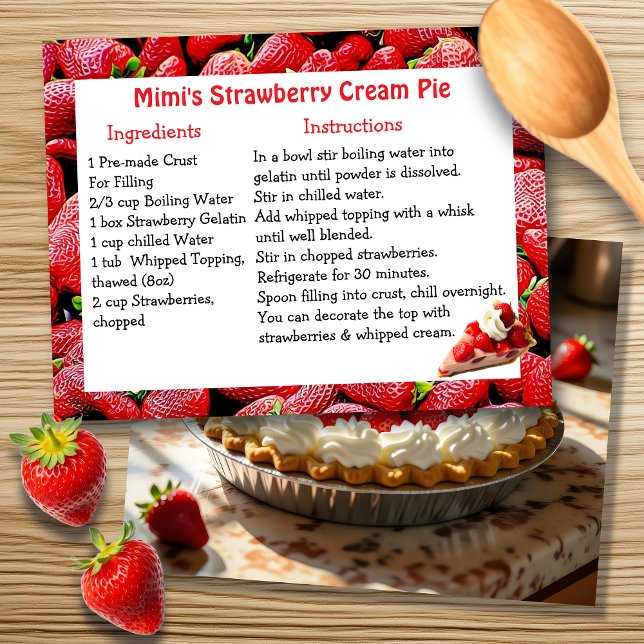 Mimi's Strawberry Cream Pie Recipe Postcard (Creator Uploaded)